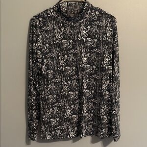 Style & Co Navy & White Floral Long Sleeve Top